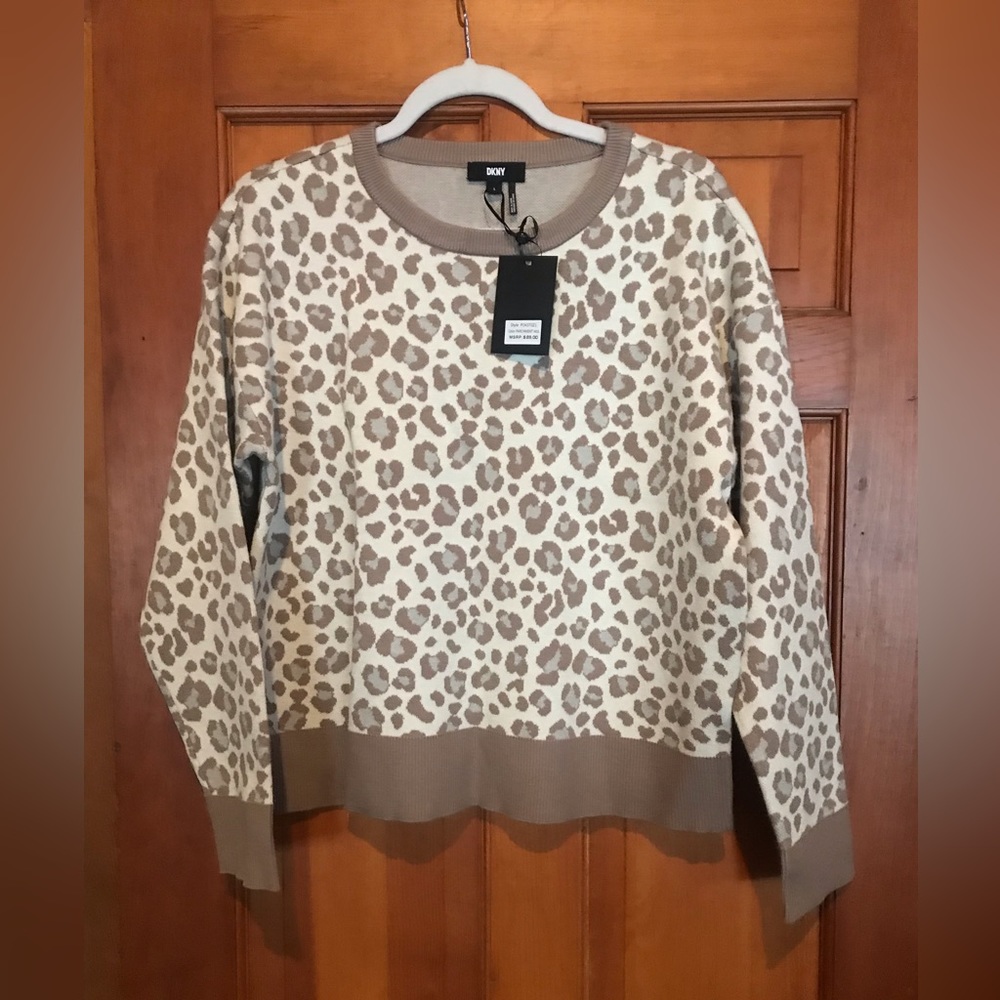 NWT DKNY tiger print sweater SizeL NWT